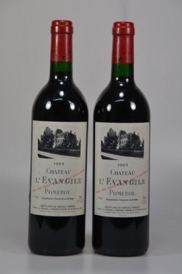 2 Flaschen 1993 Chateau L'Evangile, Pomerol,750ml, 12,5% Vol., High Fill, unverkostet