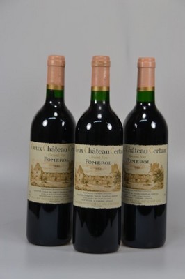3 Flaschen 1992 Vieux Chateau Certan, Pomerol, 750ml, 12% Vol., mind. Into Neck, unverkostet, 91 Parker-Punkte