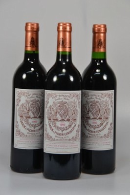 3 Flaschen 1995 Chateau au Longueville, Pauillac-Medoc, au Baron de Pichon-Longeuville, Bordeaux, je 750ml, High Fill, unverkostet