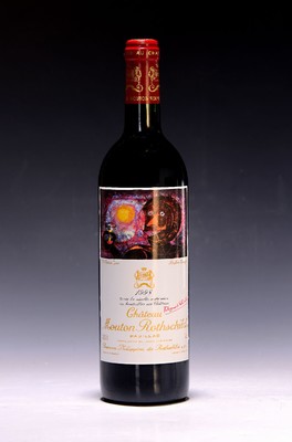 1 Flasche 1998 Chateau Mouton Rothschild, Pauillac, Grand Cru Classe, 750ml, 12,5%Vol., High Fill, unverkostet, Etikettgestaltung: Rufino Tamayo, 96 ...