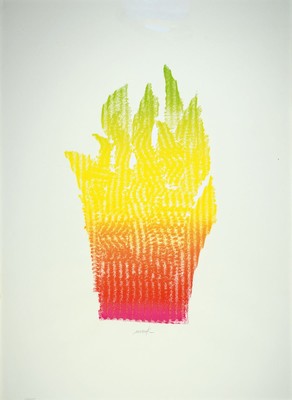 Heinz Mack, geb. 1931, Siebdruck auf Büttenpapier, das riesige Blatt ist handsigniert und nummeriert 130/190, aus dem Jahre 1981, 106 x 78 cm, ...