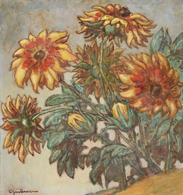 Wilhelm Guntermann, 1887 - 1976 Hollerbach, Blumenstillleben, Öl/Malplatte Malplatte, signiert, 70 x 69 cm, Rahmen ca. 83 x 79 cm, l. best.