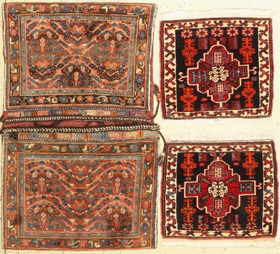 Konvolut aus Doppeltasche & Taschenfront, Persien, um 1940, Wolle auf Wolle, ca. 125 x 78 cm, EHZ: 2