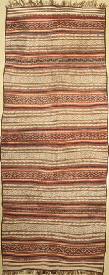 Nomaden Kelim Persien, um 1950, Wolle auf Wolle, ca. 370 x 150 cm, EHZ: 2(Verschmutzt)
