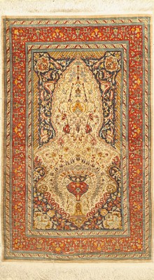 Hereke Seide fein, signiert, Türkei, um 1950, reine Naturseide, ca. 135 x 85 cm, EHZ: 3