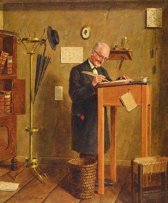 Heinz Werner van der Porten, geb. 1930, 2 Gemälde: Schreiber an seinem Stehpult, bzw. Holländischer Fischer, sich eine Pfeife anzündend, Öl/Lwd, ...