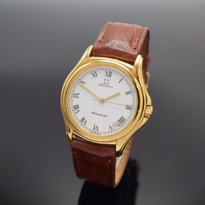 ZENITH Elite Automatik 670 Armbanduhr in GG 750/000, Schweiz um 1990, Automatik, Boden aufgedr., Krone verschr., orig. Lederband m. verg. Schl., ...