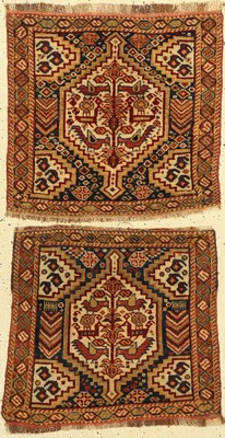 Ein paar Ghaschgai Taschenfront, Persien, 19.Jhd, Wolle auf Wolle, ca. 55 x 60 cm, EHZ: (gleichmäßig dünn)