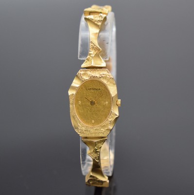 LAPPONIA Pola-Negri Damenarmbanduhr in GG 585/000 Referenz A 128005, Finnland um 1990, designed von Björn Weckström, quarz, 2-teil. Gehäuse, Boden ...