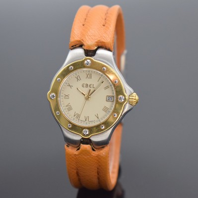EBEL Sportwave Damenarmbanduhr Referenz 6087621, quarz, Gehäuse in Stahl/Gold komb. inkl. orig. Lederband m. Faltschl., Boden verschr., ...