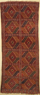 Antiker Beschir, Turkmenistan, 19.Jhd, Wolle auf Wolle, ca. 320 x 135 cm, EHZ:(Guter Zustand), restauriert