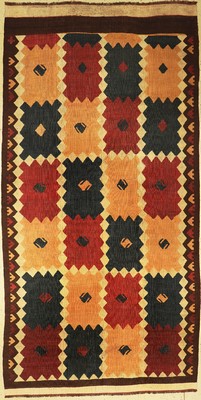 Tadschiken Kelim, Tadschikestan, um 1920, Wolle auf Wolle, ca. 395 x 200 cm, EHZ:(Guter Zustand)
