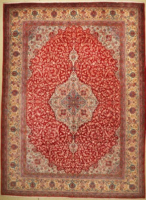 Keschan Kork fein, Persien, um 1950, Korkwolle mit Seide, ca. 400 x 297 cm, (Sehr guter Zustand)