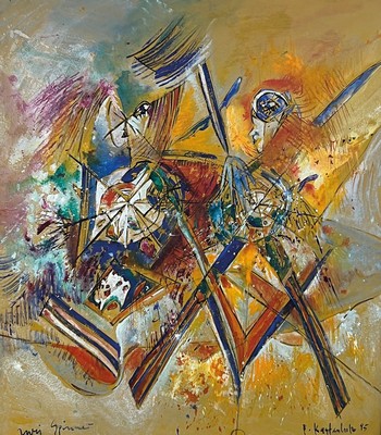 Bernd Kastenholz, geb. 1949 Speyer, tätig in Gleisweiler, Studium an der Akademie Stuttgart, Acryl/Lwd, Acryl/Lwd, rechts unten sign., dat. 95, R., ...