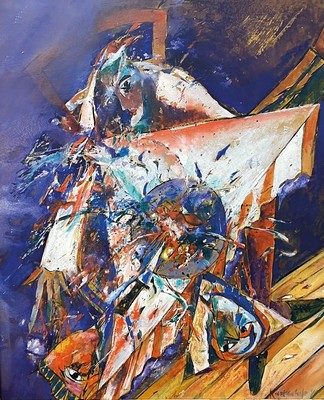 Bernd Kastenholz, geb. 1949 Speyer, tätig in Gleisweiler, Studium an der Akademie Stuttgart, Acryl/Lwd, re. unten sign., dat. 96, R., gesamt ca. ...
