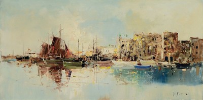 Ingfried Paul Henze Morro, 1925 Leipzig - 2013, Studium an den Akademien Leipzig und München, "Fischerboote vor süditalienische ...