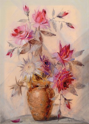 Ingfried Paul Henze Morro, 1925 Leipzig - 2013, Studium an den Akademien Leipzig und München, "Rose von Candia" so verso betitelt, ...