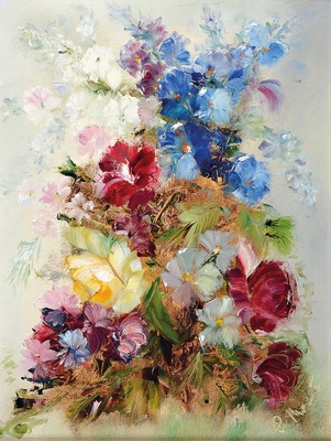 Ingfried Paul Henze Morro, geb. 1925 Leipzig -2013, kleines Blumenstillleben, signiert, Öl/Lwd, Rahmen, 52x41 cm