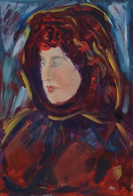 Otto Schauer, 1923 Stuttgart-1985 Paris, Schüler von Willi Baumeister und Anton Kolig, Frauenbildnis, rechts unten signiert, Öl/Hartfaserplatte, ...
