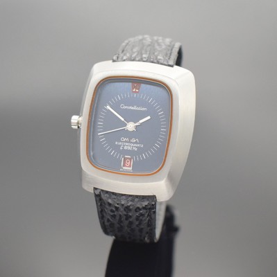 OMEGA Constellation Electroquartz f8192Hz Herrenarmbanduhr Referenz 196.005 mit Kaliber Beta 21, Schweiz um 1970, 2-teil. Gehäuse in Stahl, Boden ...