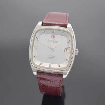 OMEGA Constellation Chronometer Herrenarmbanduhr Referenz 198.0027, Schweiz um 1973, Stimmgabelschwinger, Stahlgeh., Boden geschr., silb. Zifferbl., ...