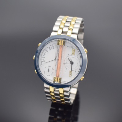 CITIZEN frühe funkgesteuerte Herrenarmbanduhr mit orig. Garantieschein & Anleitung, Japan 09/1991, quarz, Ref. 7400-C70007 TA, Edelstahlgeh., orig. ...