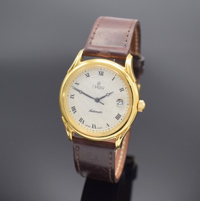 CHRIST Automatic Herrenarmbanduhr, Schweiz um 2000, Automatik, verg. Geh., vergl. Stahlboden geschr., silb. guill. Zifferbl. m. röm. Zahlen, ...