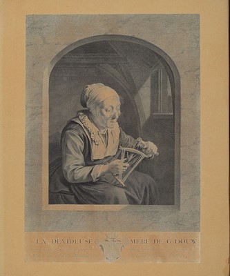 Johann Georg Wille 1715- 1808, "La Devideuse, Mére de G. Douw/La Liseuse", nach Gérard Dou (1755), Kupferstich, ca. 39 x 27 cm, l. ...