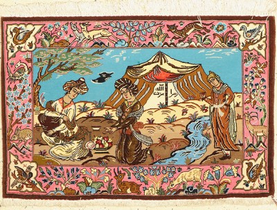 Keschan, Persien, ca. 50 Jahre, Korkwolle mit Seide, ca. 90 x 63 cm, EHZ: 2
