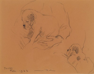 Otto Dill, 1884 Neustadt a.d. Weinstraße - 1957 Bad Dürkheim, Bleistiftzeichnung, Skizzen eines Hundewelpen, signiert u. datiert Febr. 1922, ...
