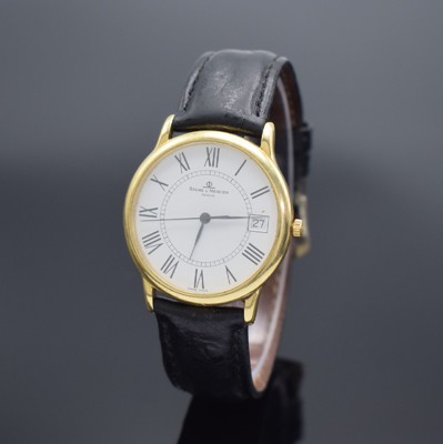 BAUME & MERCIER Armbanduhr Classica Executives in GG 750/000 Referenz MV045077, Schweiz um 2005, quarz, Boden aufgedr., emailfarb. Zifferbl. m. röm. ...