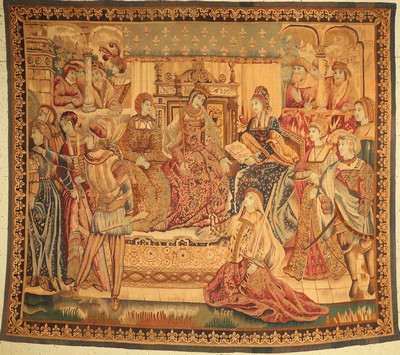 Antike Tapisserie, Frankreich, um 1900, Wolle auf Baumwolle, ca. 240 x 275 cm, EHZ:(sehr guter Zustand)