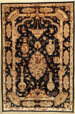 Ghom Seide "Shakeri", signiert, Persien, um1930/1940, reine Naturseide, ca. 210 x 145 cm,EHZ:(sehr guter Zustand)