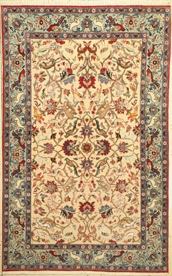 Seltener Ghom Kork, Persien, um 1950, Korkwolle mit Seide, ca. 222 x 142 cm, gereinigt, EHZ:(sehr guter Zustand)