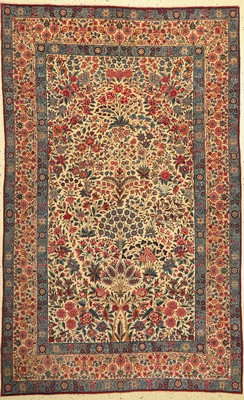 Antiker Kerman Lawar, Persien, um 1900, Wolle auf Baumwolle, ca. 224 x 140 cm, gereinigt, EHZ:(sehr guter Zustand)