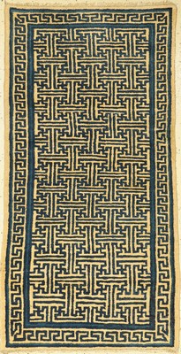 Meditationsteppich antik, Tibet, 19.Jhd, Wolle auf Baumwolle, ca. 160 x 85 cm, EHZ:(Guter Zustand)
