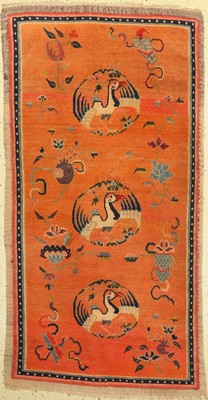 Schigatse"Khaden" alt, Tibet, um 1920, Wolle auf Baumwolle, ca. 180 x 94 cm, EHZ:(Guter Zustand), leicht verschmutzt