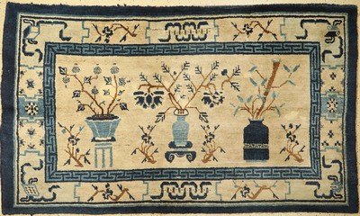 Antiker Pao Tow, China, um 1900, Wolle auf Baumwolle, ca. 225 x 132 cm, restauriert, EHZ:(Guter Zustand)