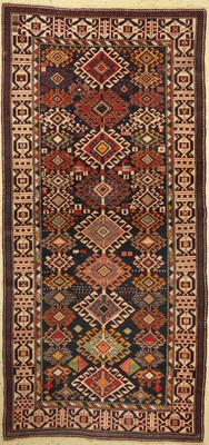 Antiker Kuba Schirwan, Kaukasus, 19.Jhd, Wolle auf Wolle, ca. 265 x 126 cm, EHZ:(Guter Zustand)