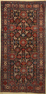 Antiker Blattgabel Schirwan, Kaukasus, 19.Jhd, Wolle auf Wolle, ca. 370 x 185 cm, EHZ:(Guter Zustand)