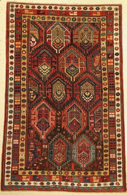 Antiker Sautschbolag, Nordwestpersien, 19.Jhd, Wolle auf Wolle, ca. 202 x 137 cm, EHZ:(Guter Zustand)