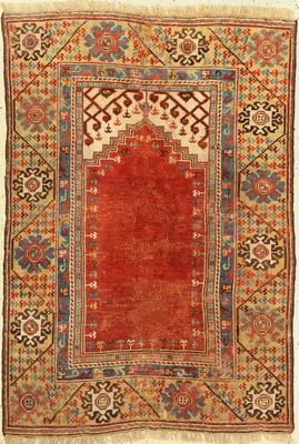 Antiker Melas, Türkei, Anfang 19.Jhd, Wolleauf Wolle, ca. 140 x 96 cm, EHZ:(Alters-und Gebrauchsspuren)