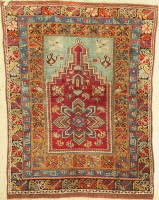 Antiker Melas, Türkei, 19.Jhd, Wolle auf Wolle, ca. 150 x 115 cm, EHZ:(Alters-und Gebrauchsspuren)
