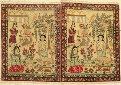 Paar antike Kerman, Persien, um 1900, Wolle auf Baumwolle, ca. 75 x 55 cm, EHZ:(Gleichmäßig dünn)