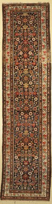 Hamadan alt, Persien, um 1920, Wolle auf Baumwolle, ca. 436 x 106 cm, EHZ:(Guter Zustand), Abrasch