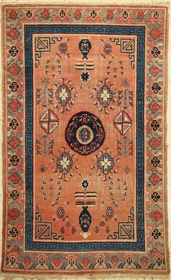Antiker Khotan, Turkestan, um 1900, Wolle auf Baumwolle, ca. 193 x 120 cm, EHZ:(Alters-und Gebrauchsspuren)