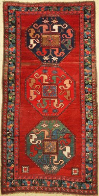 Wolkenband Kazak antik, Kaukasus, um 1900, Wolle auf Wolle, ca. 275 x 143 cm, EHZ:(Alters-und Gebrauchsspuren)