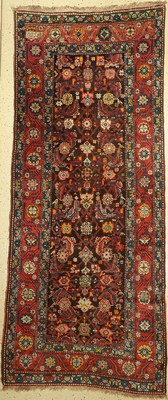 Antiker Karabagh, Kaukasus, datiert 1885, Wolle auf Wolle, ca. 295 x 130 cm, EHZ:(Guter Zustand), oxidiert, restauriert.