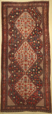 Antiker Khamseh Kelley, Persien, 19.Jhd, Wolle auf Wolle, ca. 400 x 188 cm, EHZ:(gleichmäßig dünn)