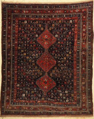 Feiner antiker Khamseh, Persien, um 1900, Wolle auf Wolle, ca. 202 x 160 cm, EHZ:(Guter Zustand)